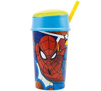 GOBELET RÉUTILISABLE POUR ENFANTS DE 400 ML EN PLASTIQUE SANS BPA AVEC COMPARTIMENT À SNACK DANS LE BOUCHON | SPIDERMAN MIDNIGHT FLYER