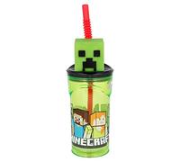GOBELET RÉUTILISABLE POUR ENFANTS EN PLASTIQUE SANS BPA 430 ML AVEC FIGURINE 3D SUR LE COUVERCLE | MINECRAFT