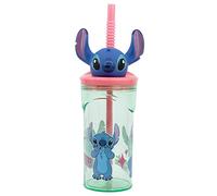 GOBELET RÉUTILISABLE POUR ENFANTS EN PLASTIQUE SANS BPA 430 ML AVEC FIGURINE 3D SUR LE COUVERCLE | STITCH FLOWERS, Bleu/Lilas