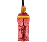 GOBELET RÉUTILISABLE POUR ENFANTS EN PLASTIQUE SANS BPA 430 ML AVEC FIGURINE 3D SUR LE COUVERCLE | AVENGERS IRON MAN