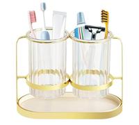 Gobelet Salle de Bain, Gobelet à Dents, Porte Brosse à Dents, Brosse à Dents et Dentifrice, Fond antidérapant, Organisateur de Brosse à Dents pour Cuisine Salon Bureau (Transparent)