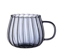 Gobelet transparent en verre transparent de 400 ml, vaisselle en forme de citrouille avec poignée, matériau en verre avec savoir-faire de première classe, vaisselle pour café chaud, lait,