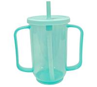Gobelets à bec pour adultes et personnes âgées 350 ml/12 oz Gobelet à bec anti-étouffement de qualité alimentaire sans déversement avec 2 poignées et paille Gobelets pour dysphagie scellés
