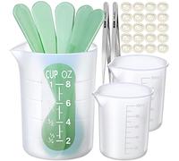 Gobelets à mesurer en silicone pour moules en résine, 250 et 100 ml, réutilisables en résine époxy, tasses à mélanger en silicone, avec bâtons d'agitation, outils LEOBRO pour moulage de résine