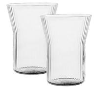 Gobelets côtelés 2 pièces verres nervurés transparents de 200 ml verrerie nervurée à grain vertical tasses en verre nervuré antidérapantes vintage pour boisson au café au lait