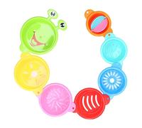 Gobelets de Bain Empilables pour bébé, 7 Pièces, Chenille Multicolore, Construction, Gobelets Empilables pour Bébés de 6 Mois et Plus, Sûrs et Durables