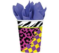 Gobelets de fête, années quatre-vingt pack de 8 - papier SG31203 (taille unique) (Coloré)