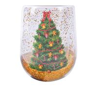 Gobelets de Noël isolés - Tasse en verre à double couche de style de Noël, tasse vide avec étoile anti-brûlure, tasse de souhaits de Noël à double couche avec paillettes fluides, tasse en verre P