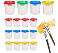 Gobelets de peinture avec couvercles pour enfants, 20 pièces de 250 ml, gobelets peinture sans déversement, plastique transparent, récipients avec couvercles pour le mélange des couleurs, nettoyag