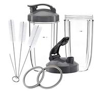 Gobelets de rechange pour NutriBullet, 2 X 950 ml Grands Gobelets, 2 Couvercles à rabat pour emporter, 2 Joints et Brosses de nettoyage pour pièces de rechange 600W et 900W pour NutriBullet