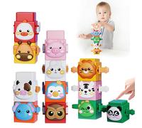 Gobelets empilables pour bébé à partir de 1 an, tour empilable, cubes empilables pour bébé à partir de 6, 9, 12 mois, jeu d'empilage animaux à empiler, blocs de construction, jeu d'équilibre pour