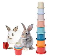 Gobelets empilables pour lapins, jouets empilables pour animaux de compagnie de 8 pièces | Tasses à goûter pour petits animaux multicolores pour jouer et cacher les aliments