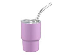 Gobelets en acier inoxydable de 59 ml avec paille et couvercle - Tasse à café portable à double paroi isotherme - Tasse de voyage portable pour café d'extérieur - Petite bouteille d'eau