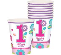 Gobelets en carton Amscan avec design 1st Birthday Girl, 8 pièces SG7785 (taille unique) (rose/violet)