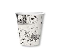 Gobelets en carton - AMSCAN - L'étrange Noël de Mr Jack - 266 ml - Lot de 8 - Noir et blanc
