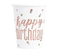 Gobelets en carton d'anniversaire à thème or rose foil glitz - UNIQUE