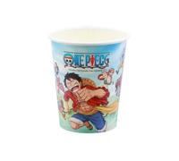 Gobelets en carton jetables - CHAKS - Lot de 8 gobelets - 250 ml - One Piece - Licence officielle - Multicolore - Bleu