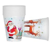 Gobelets en carton - PTIT CLOWN - Noël - Lot de 8 - Décorations renne et père Noël - 25 cm