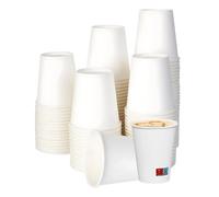 Gobelets en papier blancs jetables | Résistants, thermiques pour Cappuccino, tisanes, thé, cocktails boissons à emporter | Écologiques, compostables, recyclables pour bars, événements, bureaux