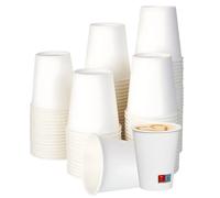 Gobelets en papier blancs jetables | Résistants, thermiques pour Cappuccino, tisanes, thé, cocktails boissons à emporter | Écologiques, compostables, recyclables pour bars, événements, bureaux