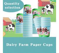 Gobelets en papier jetables à motif de ferme de vaches, convenant pour les anniversaires, les fêtes à thème, les fêtes en forêt, toutes les saisons Tasse de ranch de vache - 30 pièces,Tasse de ranch d
