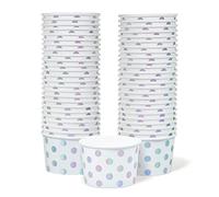 Gobelets en Papier MATICAN - 50 Gobelets Jetables de 9 Oz pour Desserts, Idéaux pour Glaces, Yaourts Glacés et Soupe, Pois Argentés