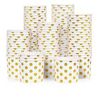 Gobelets en Papier MATICAN pour Glaces - 100 Gobelets Jetables de 320 ml avec Pois Dorés pour Desserts Chauds ou Froids