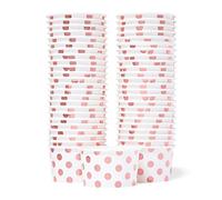 Gobelets en Papier MATICAN pour Glaces - Lot de 50 Gobelets Jetables de 160 ml avec Pois en Folie Rose pour Desserts Chauds ou Froids