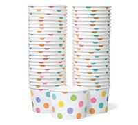 Gobelets en Papier pour Glaces - Ensemble de 50 Gobelets Jetables de 9 Oz pour Desserts Chauds ou Froids, Décor Pastel à Pois