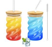 Gobelets en verre borosilicate avec couvercle et paille Vendos85