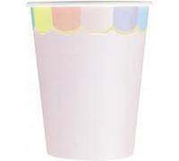 Gobelets festonnes 200ml Rose Pastel x 8 Blanc/Rose G