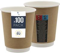 Gobelets isothermes en papier 100x - Gobelets jetables de 300 ml pour les boissons chaudes comme le café, le thé et le vin chaud