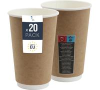 Gobelets isothermes en papier 20x - gobelets jetables de 400 ml pour les boissons chaudes comme le café, le thé et le vin chaud