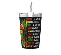 Gobelets isothermes Juneteenth Sunflower Free-Ish Black History Month et paille 12 oz en acier inoxydable avec couvercle pour boissons chaudes et froides