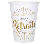 Gobelets jetables Vive la retraite blanc - Lot de 10