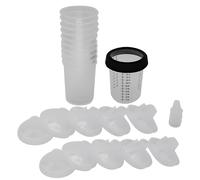 Gobelets mélangeurs de peinture avec couvercles - Gobelet de peinture en spray de 400 ml avec anneau de retenue et 5 bouchons pour pistolet automobile - 10 étuis + 10 couvercles, fournitures pour