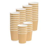 Gobelets Ripple Cup en Papier jetable Triple Couche double paroi isolante Havana Beige - recyclables PE pour boissons à emporter Café, thé, Cappuccino, Cocktail, Bière, vin (350 ml/12 oz (500 pièces))