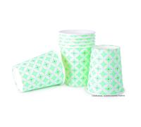 Gobelets en carton - SCRAPCOOKING PARTY - 25cl - Blanc avec rosaces vert d'eau - Lot de 8