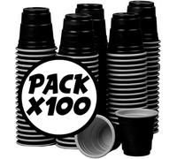 Gobelets Shot 4cl Noir Americain - Pack de 100 Red Cup Réutilisables en Plastique - Verres à Shooter pour Soirée, Jeux à Boire et Beer Pong - Original Corner®