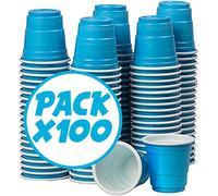 Gobelets Shot 4cl Turquoise Americain - Pack de 100 Red Cup Réutilisables en Plastique - Verres à Shooter pour Soirée, BBQ et Jeux à Boire - Original Corner®