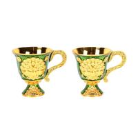 Gobelets Tasses à Vin Vintage élégantes pour la Décoration de la Maison Gobelets à Pieds en Métal Vert Ensemble de 2