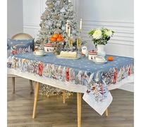 GOBEMÓN Nappe de Noël en gobelin (Mistère de Noël avec anges, 140 x 180 cm) avec Lurex argenté