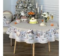 GOBEMÓN Nappe jacquard de Noël, fabriquée en Espagne, ronde 165 cm (ours polaires) Lurex argenté