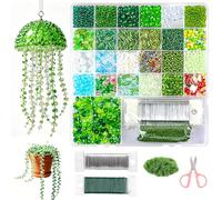 GoBene Kit de Perle Verte 5420 Pièces 2-13mm pour Plantes Perlées, Nuances de Couleur Précises et Triées Set pour Création de Fleurs en Perles, Bijoux et Décoration de Maison