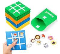 GoBene Tic Tac Toe Pack 16 Animaux de la Jungle Cadeau Anniversaire Enfants Invites Mini Jeux et Toe Goodies Anniversaire Enfant,School Award, Prix Noël Halloween