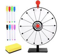 Gobesty 30cm Roue de La Fortune Personnalisable, Roue de Prix Chance avec Gomme et Marqueur, Lucky Wheel pour Jeux de Loterie, Jeux de Mots, Carnaval, Fête