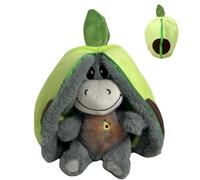 Gobesty Doudou respirant âne, 32 cm, battement de cœur, âne en peluche avec respiration, musique et lumières, peluche douce fraise avocat, doudou respire âne pour soulager l'anxiété (vert)