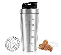 Gobesty Shaker de protéines 750 ml, en acier inoxydable, bouteille de complément mélangeur de protéines avec Mixball, bouteille d'eau de sport en métal anti-fuite pour homme et femme