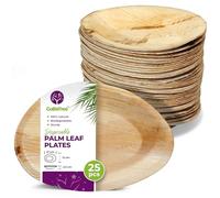 GoBeTree 25 Assiettes ovales 17 x 12 cm en feuille de palmier, petits plateaux rustiques pour barbecue et fête, vaisselle biodégradable, alternative aux plateaux bambou, idéale traiteur et apéros.