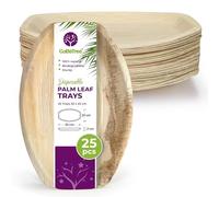 GoBeTree 25 Plateaux en feuille de palmier 32,5 x 23 cm, Plateau Jetable Écologique pour Anniversaires, Fêtes, Barbecues, Mariages, Événements et Pique-Niques, Vaisselle Jetable Biodégradable